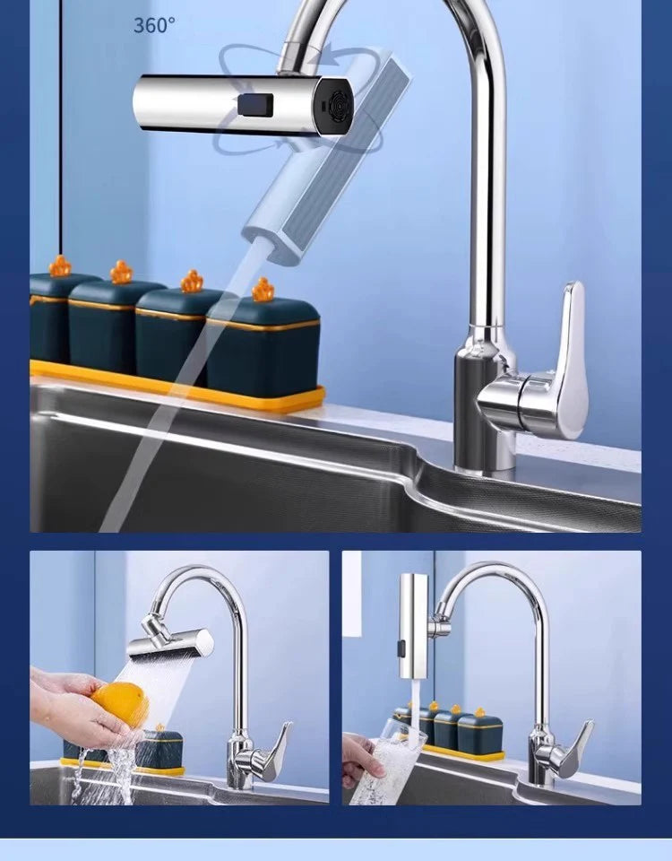 Universal Swivel Faucet with Three-Mode Splash Proof Nozzle - Smarsty