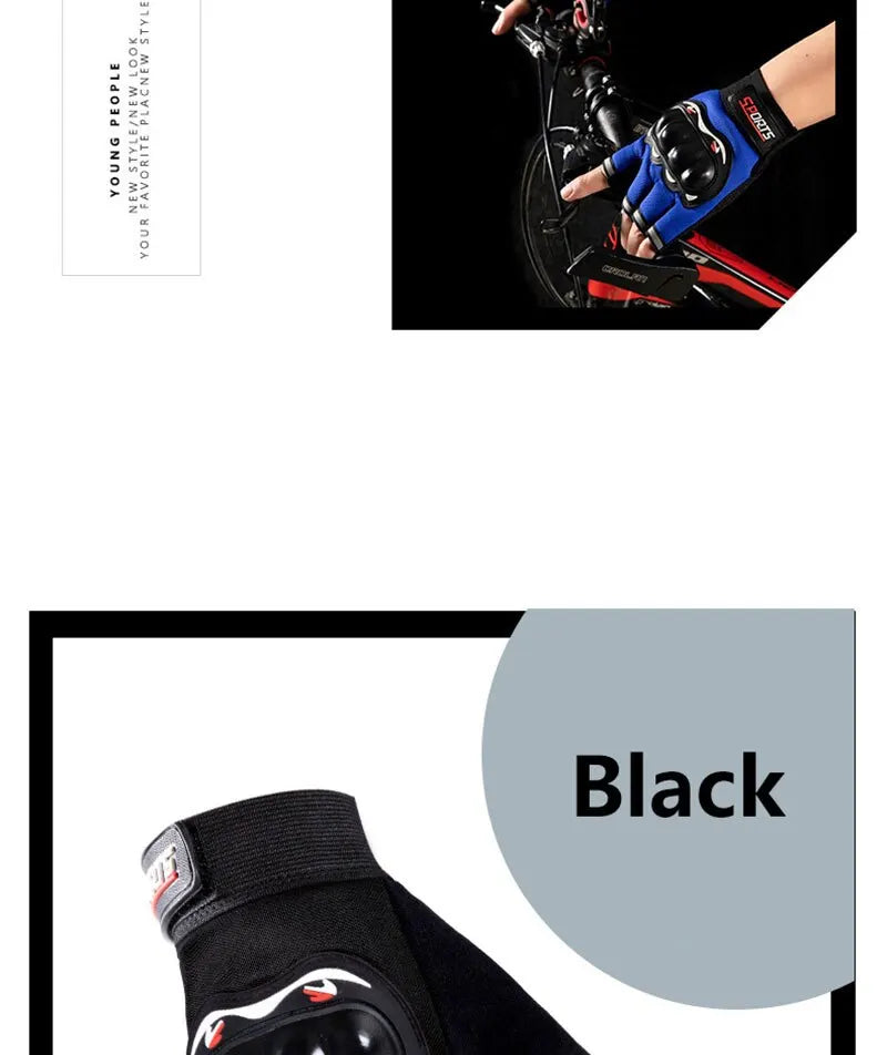 Men Half Finger Motorcycle Gloves Breathable Slip Resistant - Smarsty