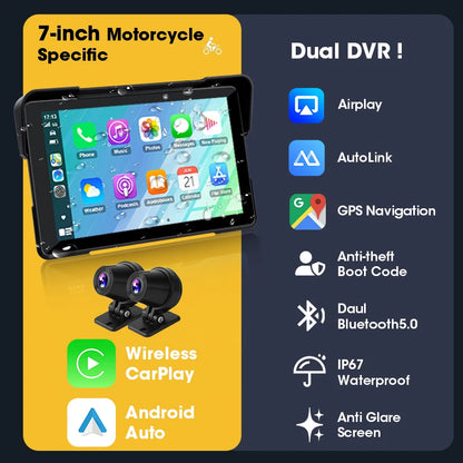 Motorcycle DVR GPS Navigation With CarPlay And Android Auto - Smarsty