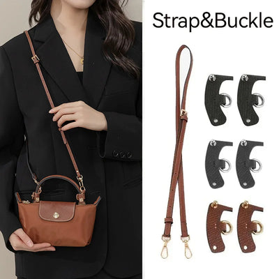 1 Set Bag Strap For Longchamp Mini Punch-free Genuine Leather Shoulder Strap Set Transformation Crossbody Strap Bag Accessories - Smarsty