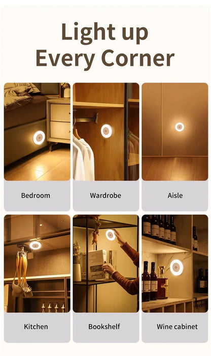 Rechargeable Round LED Wall Lamp with Dimmable Touch Switch - Smarsty