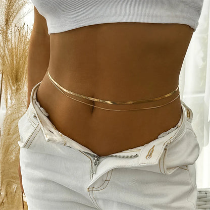 Double Layer Metal Snake Chain Belly Waist Jewelry - Smarsty
