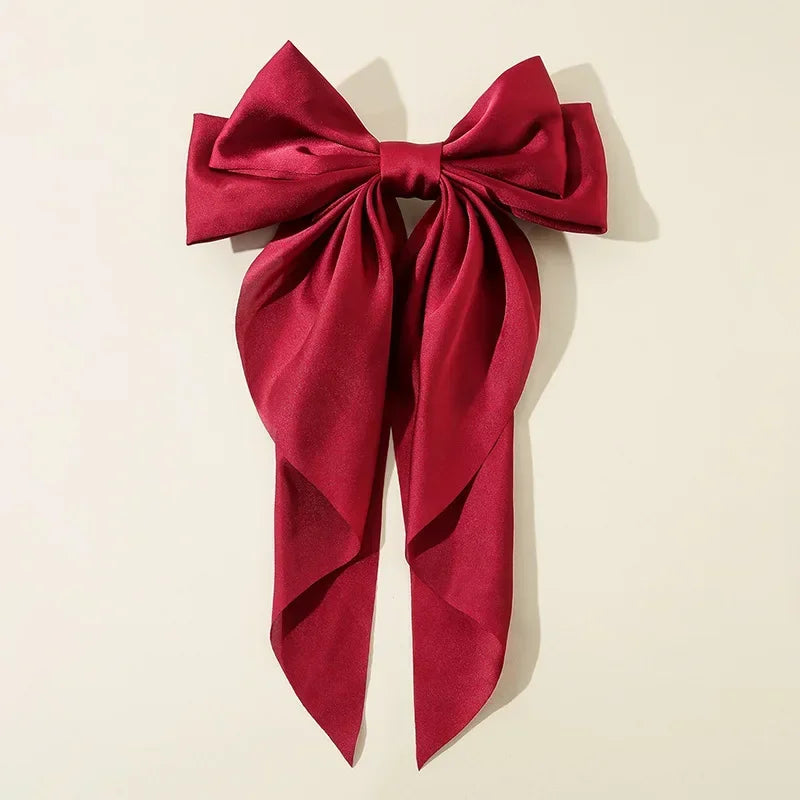 Korean Satin Hair Clips with Big Bowknot for Women - Smarsty