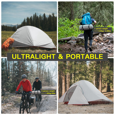 BISINNA Ultralight Camping Tent Backpack Tent 20D Nylon Waterproof Outdoor Hiking Travel Tent Cycling Tent 1-2 Person by Smarsty