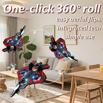Glider Flying Helicopter RC Hobby Jet Plane 2.4G Stunt Remote Control Foam Fighter Airplane Toy With Light