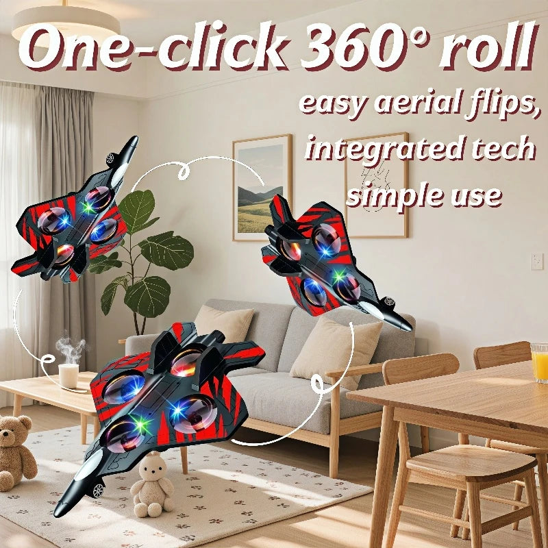 Glider Flying Helicopter RC Hobby Jet Plane 2.4G Stunt Remote Control Foam Fighter Airplane Toy With Light