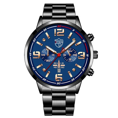 Luxury Mens Stainless Steel Quartz Watch with Calendar - Smarsty