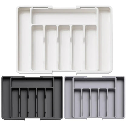 New Expandable Cutlery Drawer Organizer, Adjustable Kitchen Utensil Tray Set, Compartment Flatware Storage Divider