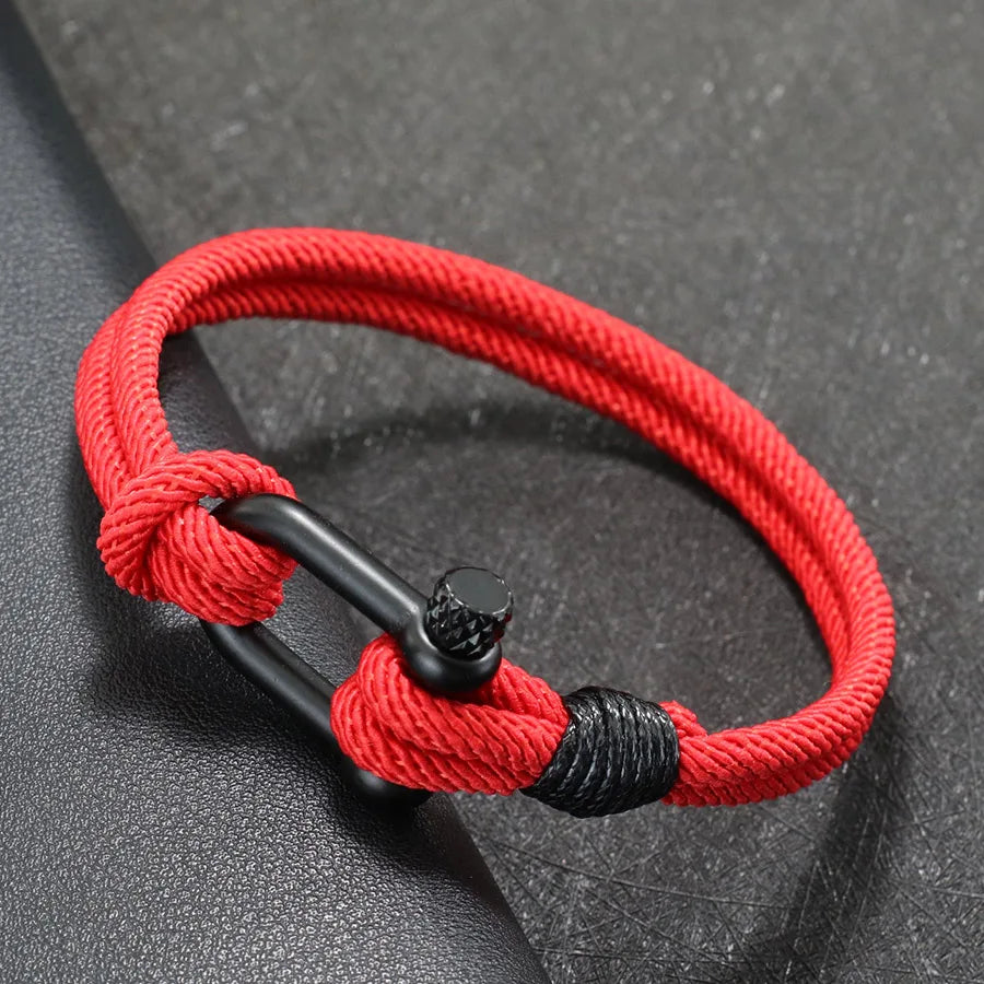 Stylish Nautical Wrap Bracelet for Men with Stainless Steel Buckle - Smarsty