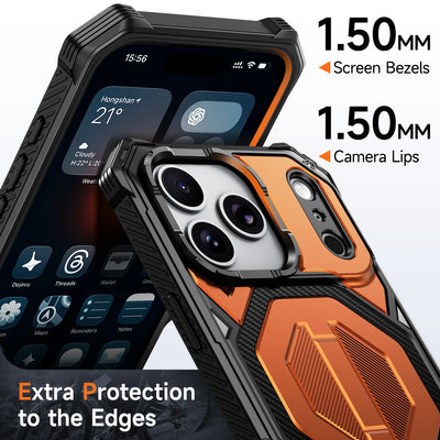 Case For iPhone 17 Air 16e 16 15 14 13 12 17 Pro Max Plus Coque For Magsafe Wireless Charging Magnetic Metal Stand Armor Cover
