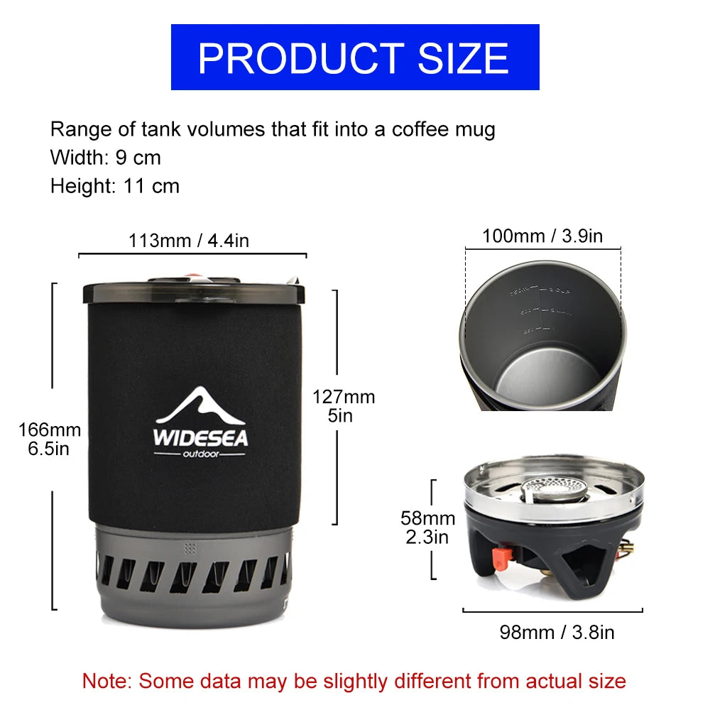 Widesea Camping Cooking System with Heat Exchanger Outdoor Gas Stove Burner Tourist Coffee Pot Cup Cookware Tableware Tourism by Smarsty