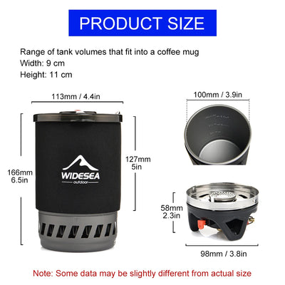 Widesea Camping Cooking System with Heat Exchanger Outdoor Gas Stove Burner Tourist Coffee Pot Cup Cookware Tableware Tourism by Smarsty