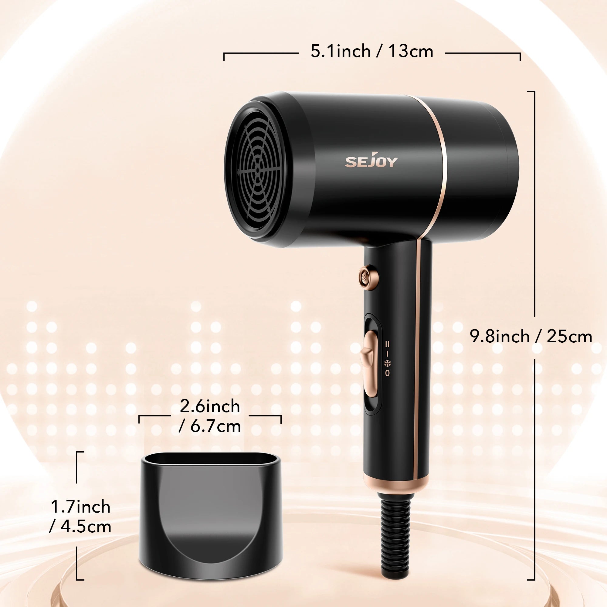 Sejoy 1800W Negative Ion Hair Dryer with Temperature Control - Smarsty