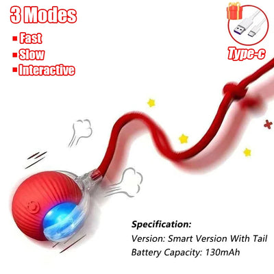 Interactive Rechargeable Cat Toy Ball With Faux Tail - Smarsty