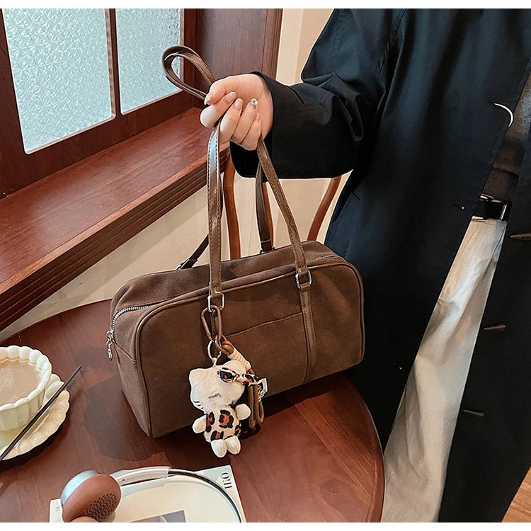 Casual Large Capacity Suede Shoulder Bag For Women Retro - Smarsty