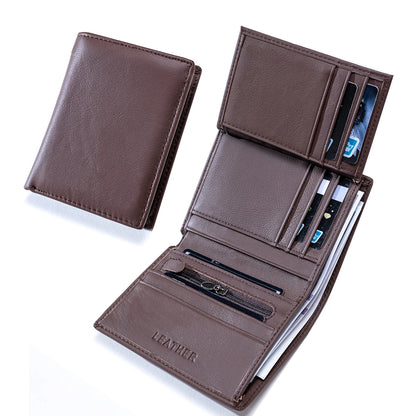 men's wallet Genuine Leather Wallets For Men Coin Purse Vintage Vertical Short  Credit Card Holder Money Bag Men's RFID wallet - Smarsty