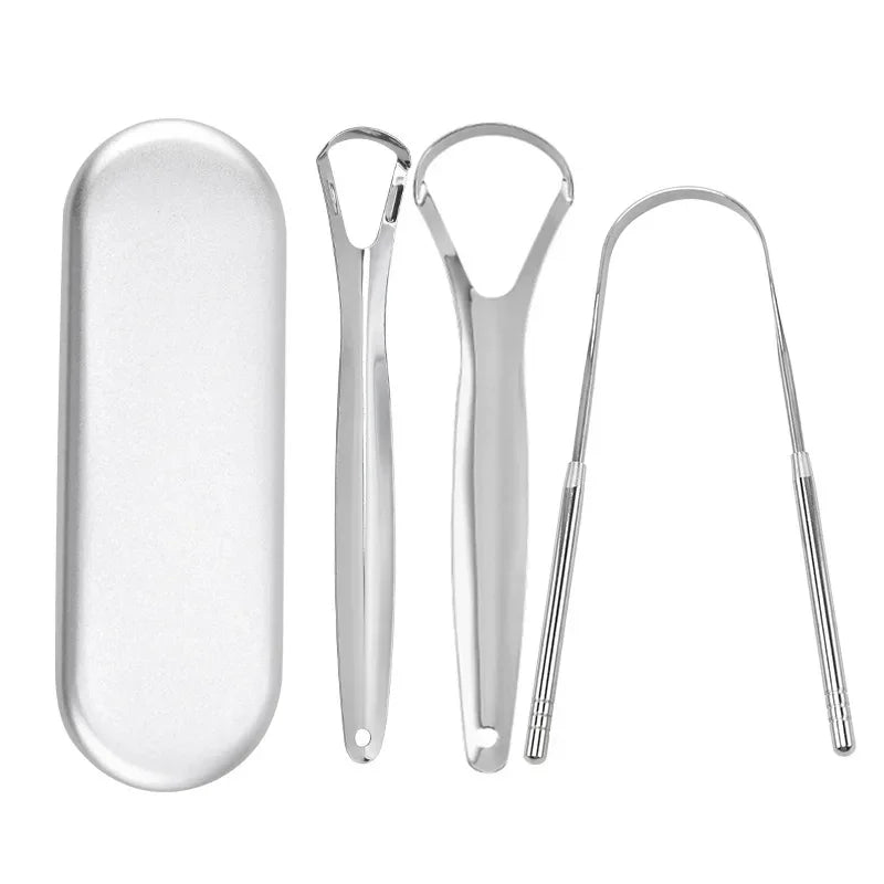 Premium 1pcs/3pcs Metal Tongue Scraper Cleaner for Adults & Kids Portable Stainless Steel Tongue Scrapers Brushes for Removing - Smarsty