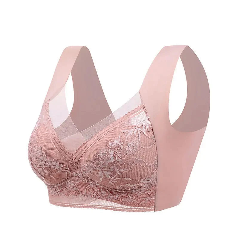 L-6L Women Large Bra Push Up Ice Silk Seamless upper Bralette Lace Wireless Summer Bras Plus Size Top Lingerie Underwear 15019 - Smarsty