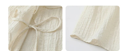 CHIC VEN Women Shirt Loose Casual Ruffled Edges Female Blouses V Neck Lace Up Mid Length Woman Shirts Spring Summer 2024 - Smarsty