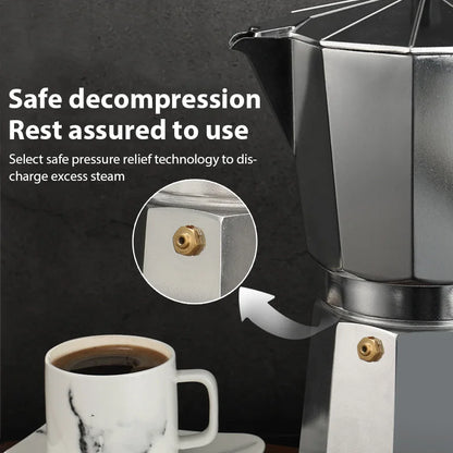 Aluminum Coffee Kettle Latte Percolator Home Italian Octagonal Moka Coffee Pot Office Travel Outdoor Camping Espresso Tea Pot