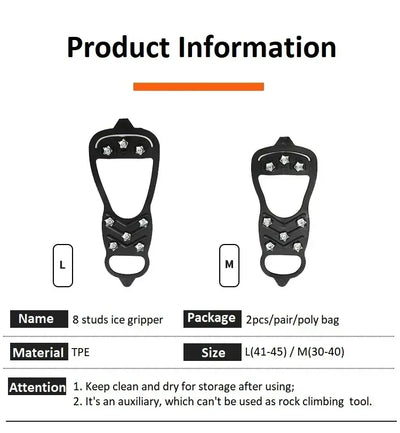 8 Teeth Ice Gripper Spike for Shoes Winter Outdoor Anti-Slip Hiking Mountain Climbing Ice Snow Crampons Anti-slip Shoe Covers - Smarsty