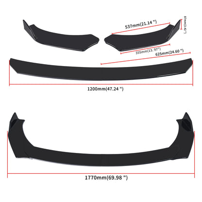 Quality Auto Parts Universal Front Bumper Splitter Lip Spoiler Diffuser Body Kit Black Winglets Side Skirt Extension Protector
