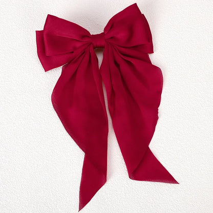 Girls Elegant Big Bow Satin Hair Clip Accessory - Smarsty