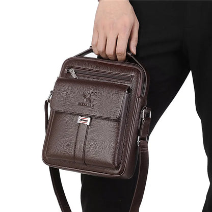 Mens Crossbody Bag Waterproof PU Leather Large Capacity - Smarsty