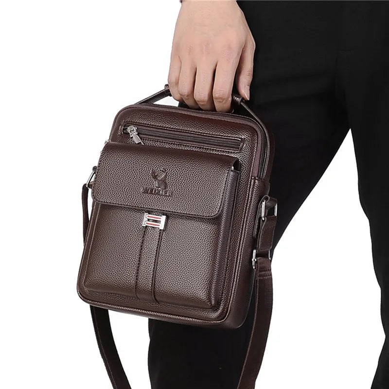 Mens Crossbody Bag Waterproof PU Leather Large Capacity - Smarsty