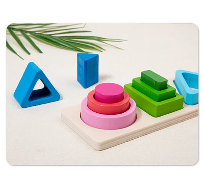 Geometric Shape Sorting Stacking Toys Columns Colorful Matching Puzzles Building Blocks Early Learning Color & Shape Recognition by Smarsty