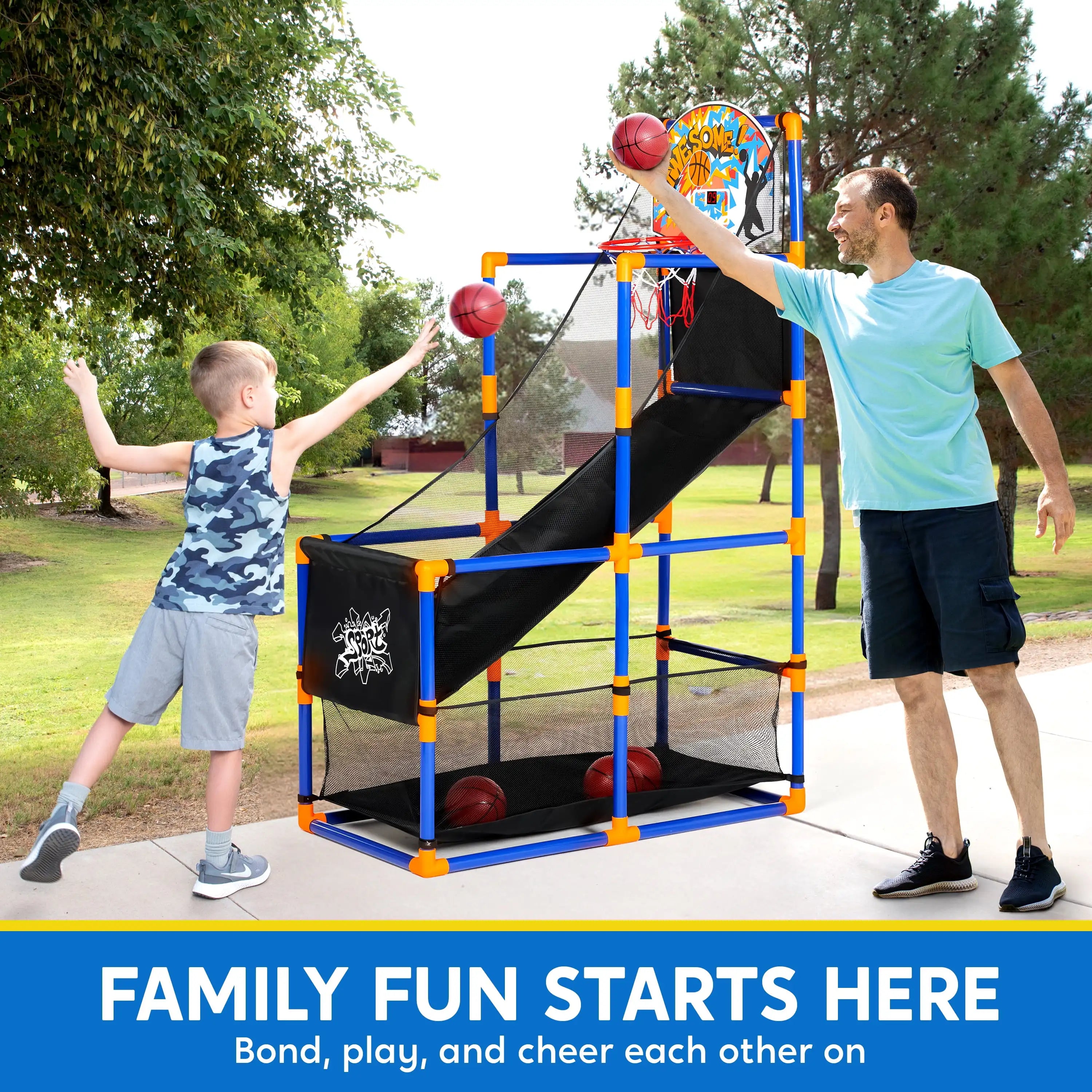 Joyfy LED Scoring Arcade Basketball Game with 4 Balls Adjustable Height 44"-55"Basketball Stand Hoop Toys Gift for Ages 3-12 Boy