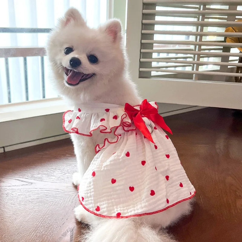 Summer Dog Cooling Dress with Cute Heart Print - Smarsty