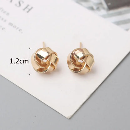 Tiny Gold Twist Round Stud Earrings Small Unusual Design - Smarsty