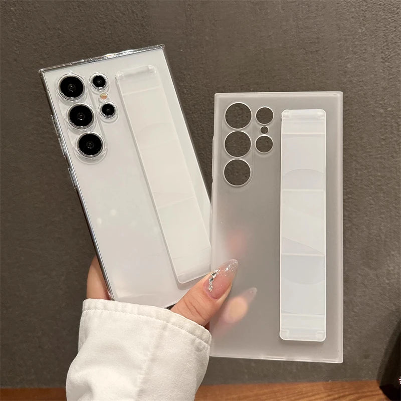 Shockproof Silicone Wrist Strap Case Matte Clear Cover - Smarsty
