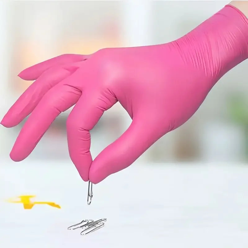 Fuchsia Nitrile Disposable Gloves 20/100PCS 3-mil Powder & Latex Free Household Cleaning Gloves for Cooking Kitchen Esthetician - Smarsty