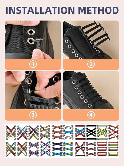 16pcs Silicone Shoelaces No Tie Shoelaces Without Ties Elastic Lace Shoelace Kids Adult Creative Lazy Silicone Laces Rubber Lace - Smarsty
