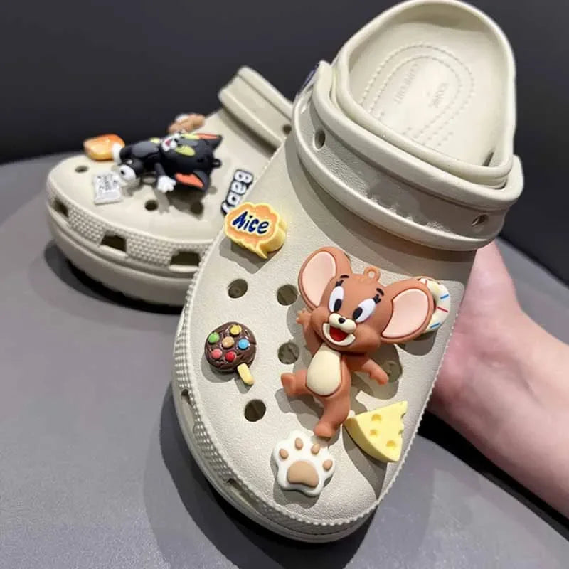 MINISO Tom and Jerry set  Anime Character for Cute Cartoon Shoe Charms Decoration Accessories for Classic Clog X-mas Gifts