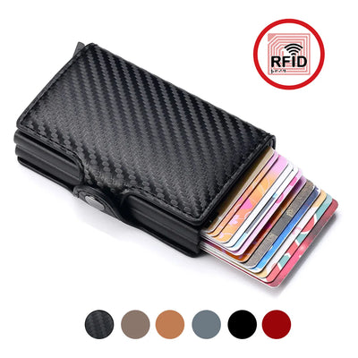 Rfid Men Card Wallets Carbon Fiber Slim Mini Wallet 14 Card Holders Small Money Bag Male Purses - Smarsty