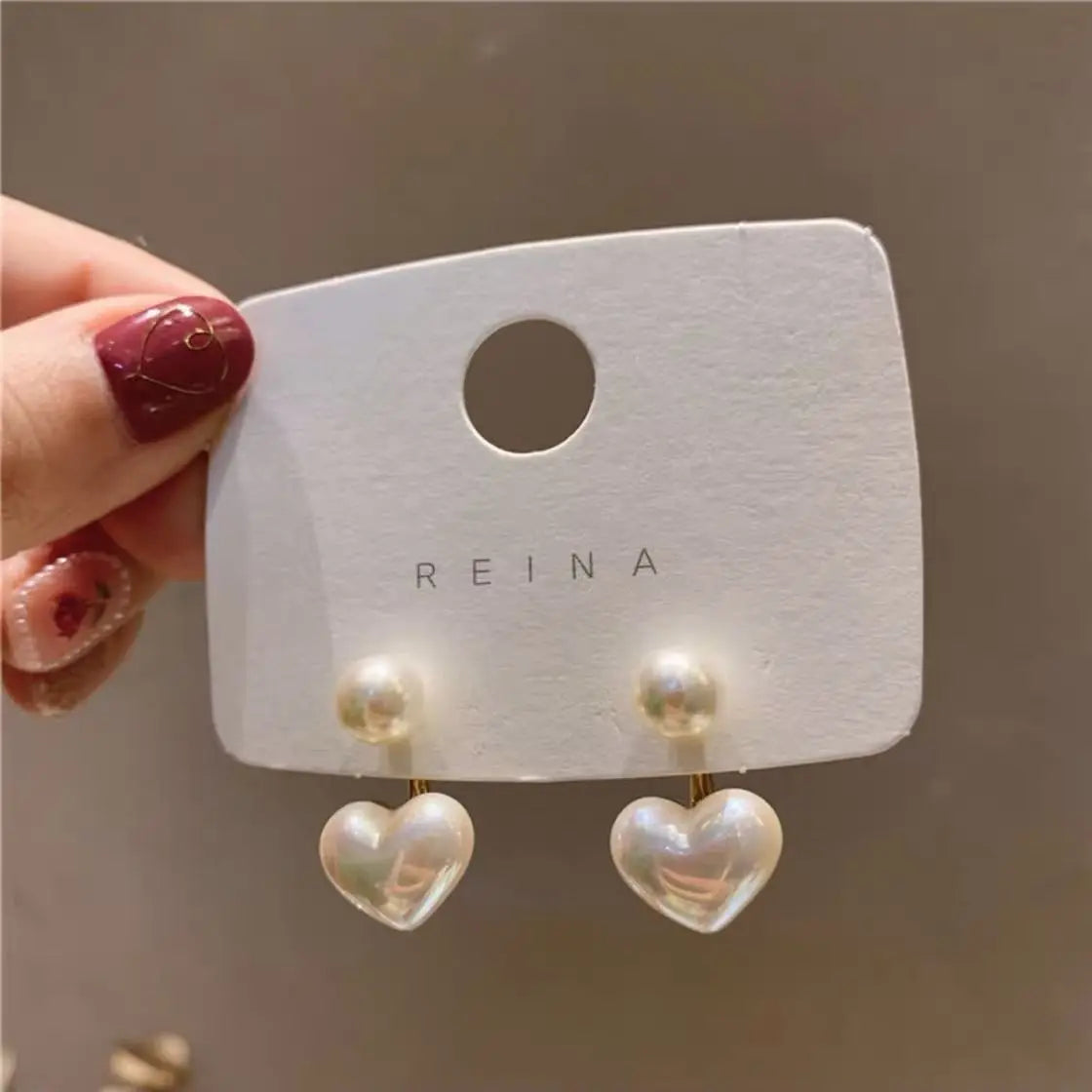 Heart Shaped Pearl Geometric Earrings For Women Daily Wear - Smarsty