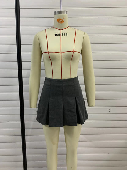 TRAFZA 2025 Spring Summer Women Casual Tierred Mini Skirts Fashion Vintage Solid High Wasit Ruffles Pleated Sexy Shorts Skirts - Smarsty