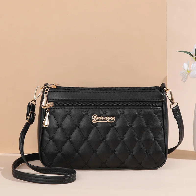 Embroidered Leather Messenger Bag for Women With Fur Accent - Smarsty