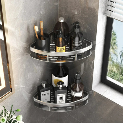 Aluminum Alloy Bathroom Shelf No Drill Storage Solution - Smarsty