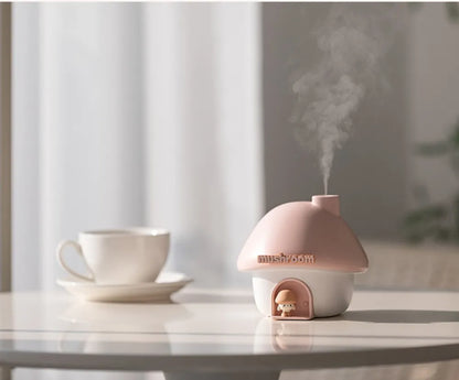 Cartoon Air Humidifier 300ml Mini Essential Oil Aroma Diffusers Colorful Lighting Cute Mushroom House Home Ultrasonic Humidifier - Smarsty
