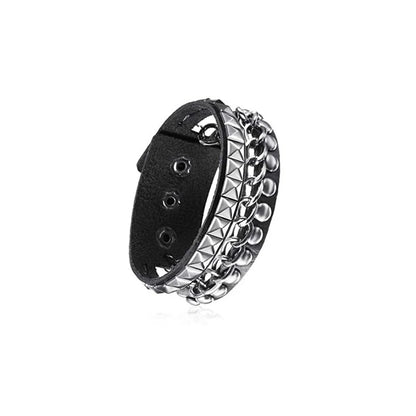 Unisex PU Leather Punk Bracelet With Spikes And Skull - Smarsty