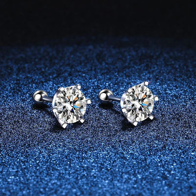 Moissanite Stud Earrings D Color 925 Sterling Silver - Smarsty