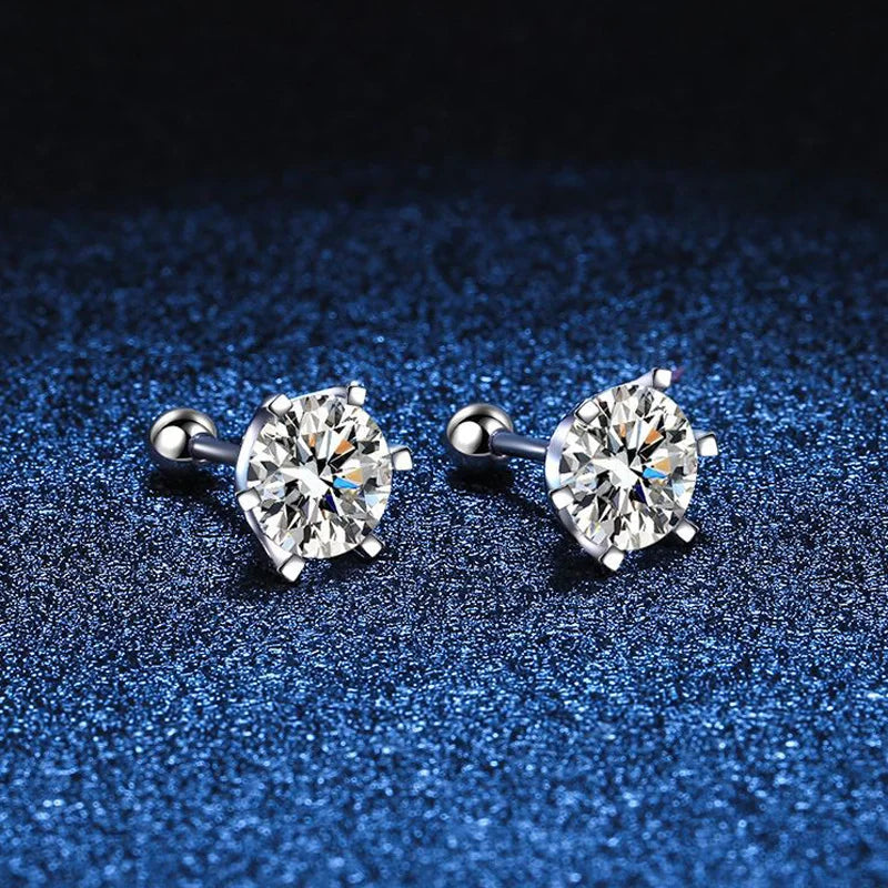 Moissanite Stud Earrings D Color 925 Sterling Silver - Smarsty