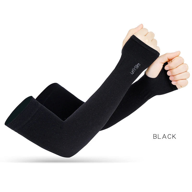 Anti UV Arm Covers Fingerless Gloves Cooling Elastic Sleeves - Smarsty