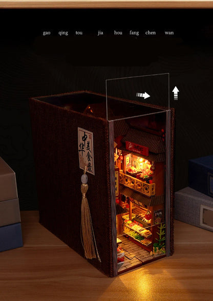 Diy Book Nook Doll House Miniature Wooden Bookshelf Shelf Insert Miniatures Home Model Kit Dollhouse Birthday Toy Gifts by Smarsty