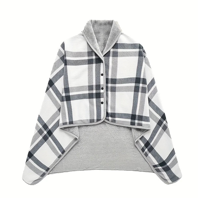 Wearable Flannel Shawl Blanket for Cozy Comfort - Smarsty
