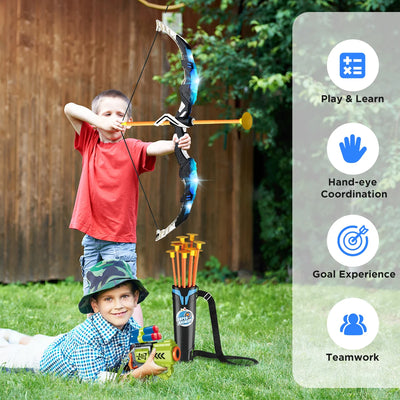 VATOS 2X Bow Arrow + Guns Toy For Kids Night-Light Archery Stand Target Board Indoor Outdoor Game Toys Boys Girls Christmas Gift - Smarsty